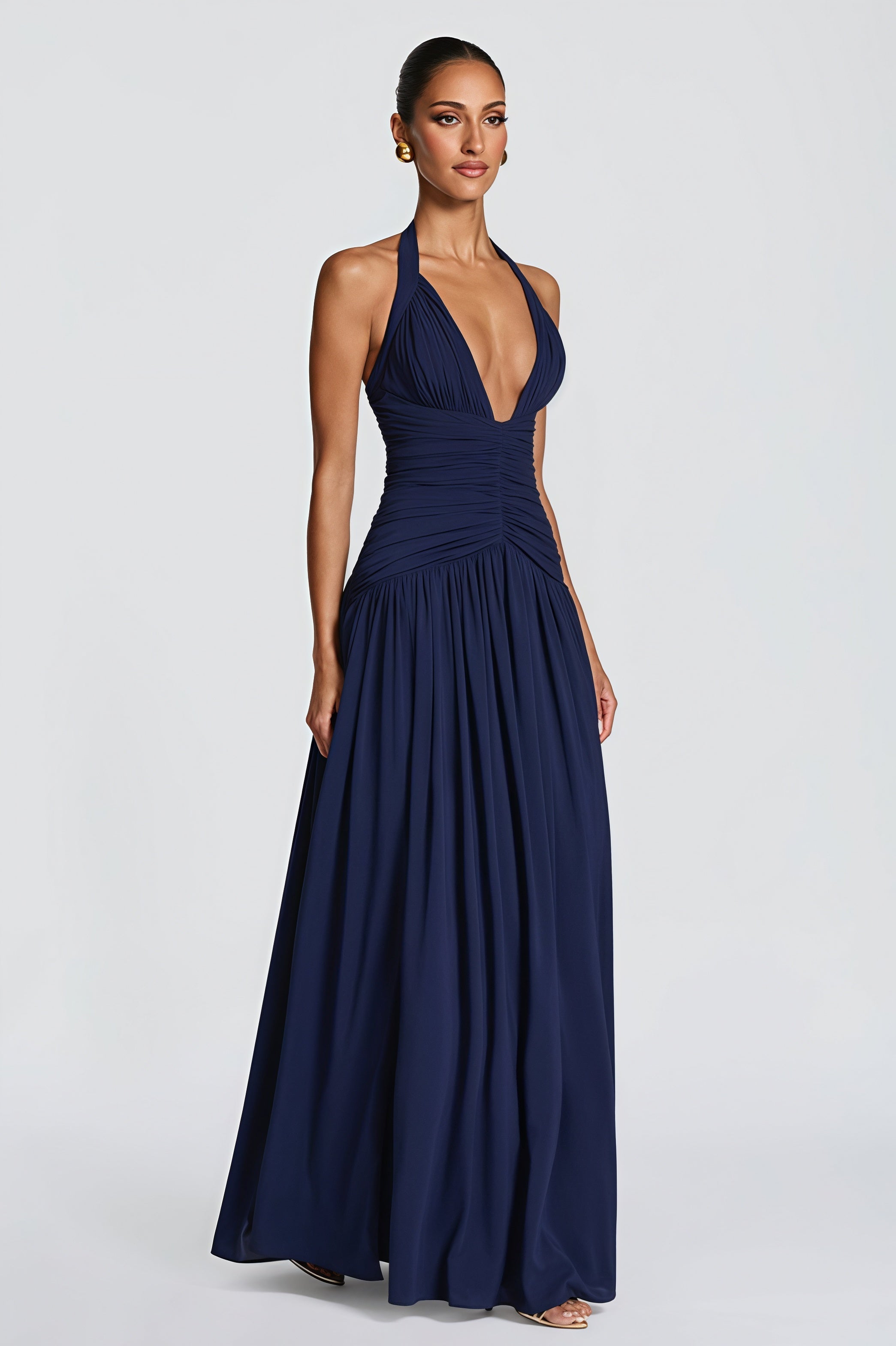 Elegant Halter Neck Slit Backless Maxi Dress image 5