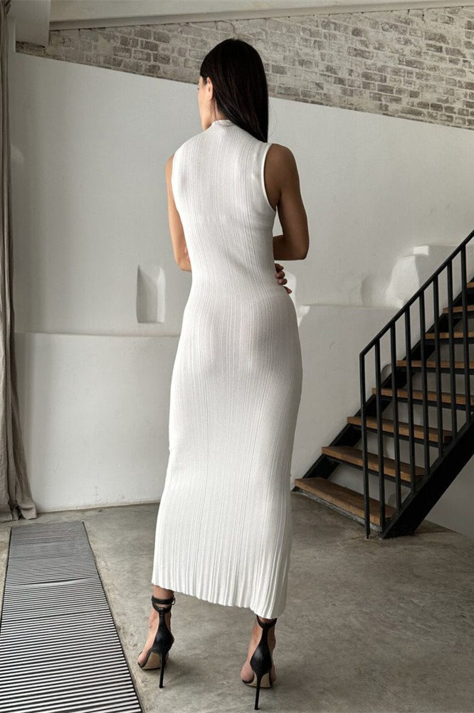 Sleeveless Turtleneck Knit Sweater Dress image 17