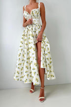 Floral Cami Tie High Waist Slit Midi Dress image 3
