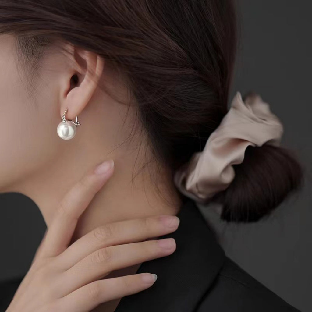Maren Pearl Earrings styled for Avrienne