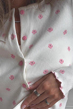 Ruffled Floral Long Sleeve Pants Loungewear Two Piece Set image 3