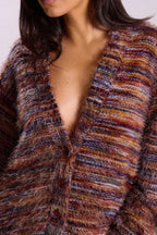 New Retro Fashion Deep V-Neck Maillard Plush Long-Sleeve Knit Cardigan image 4