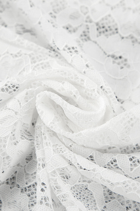 White Lace Sheer High Waist A-Line Skirt image 6