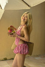 Chic Plaid Deep V Cami Pumpkin Pants Two Piece Set image 5
