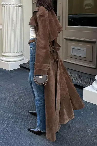 Vintage Brown Belted Long Coat image 3