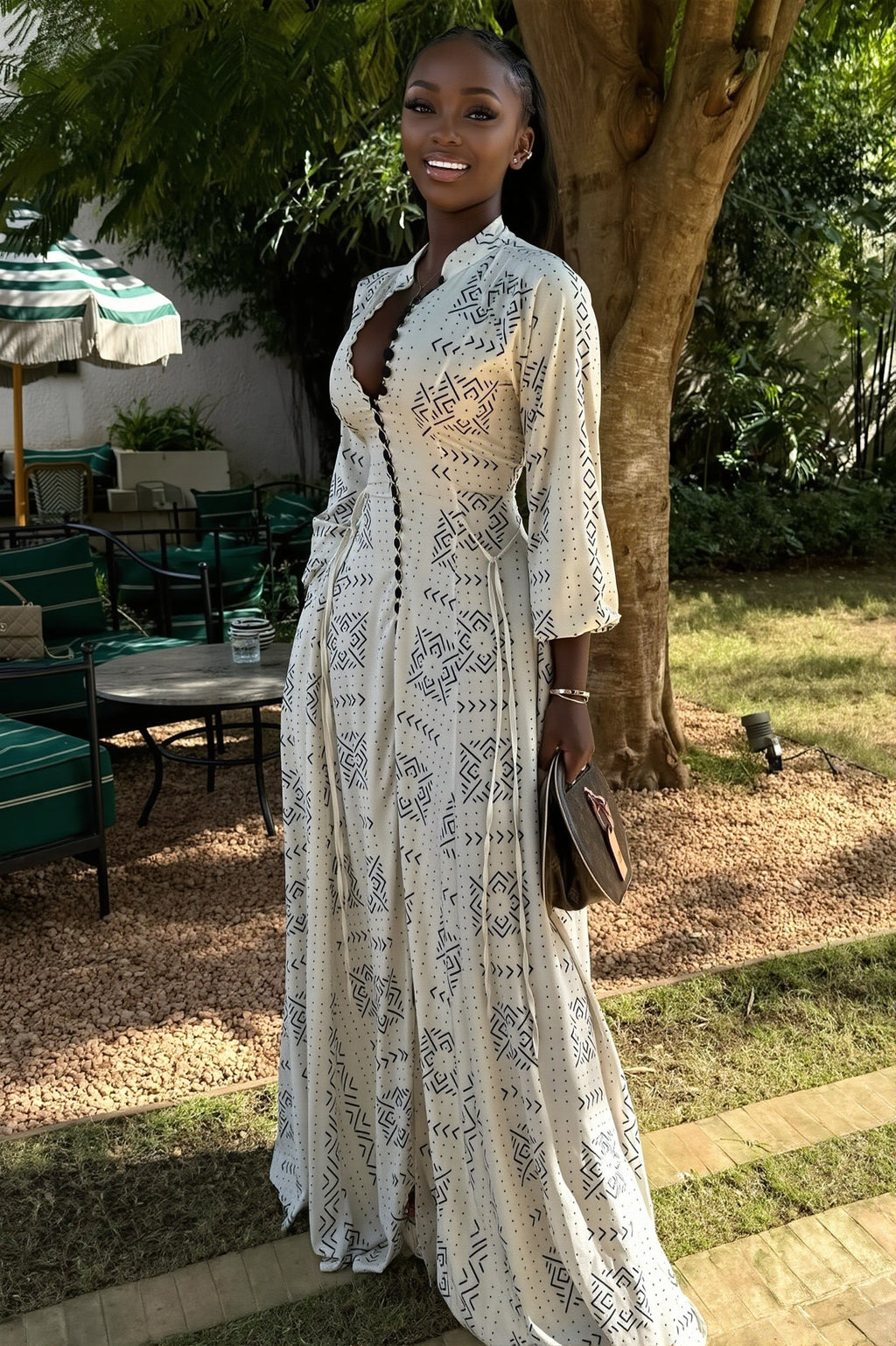 Casual Stand Collar Button Maxi Dress image 2