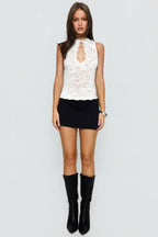 Sexy Deep V Lace Sheer Cutout Halter Top image 9