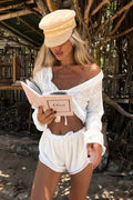Sheer Knit Tie Front Cardigan Shorts Two Piece Set image 1