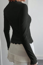 Lace Detail Long Sleeve Knit Top image 7