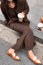 Lazy V-neck Knit Sweater Mermaid Skirt Two Piece Set image 2