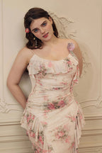 Ruffled Floral Asymmetrical Cami Maxi Dress image 7