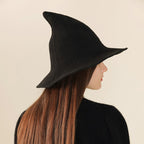 Wool Knitted Pointed Top Wide Brim Witch Hat image 4