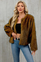 Plush Short Fur Open Cardigan Coat image 8