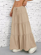 Capri Tiered Maxi Skirt detail view styled for Avrienne