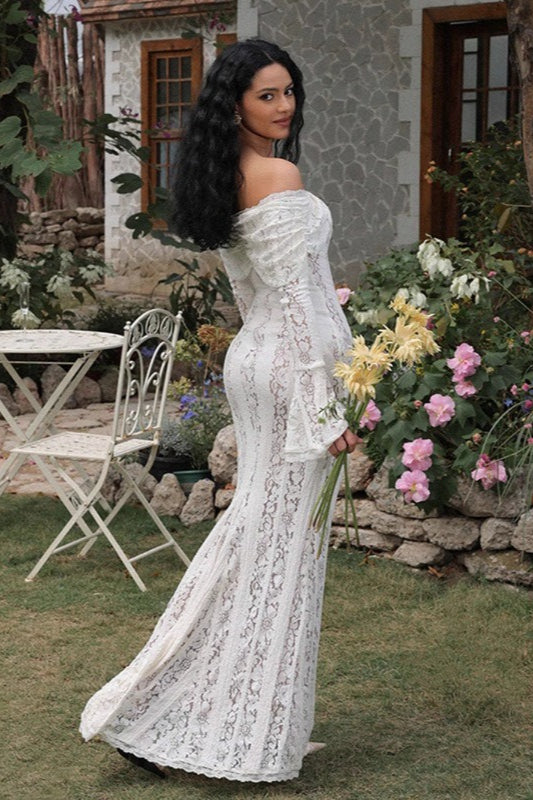 Long Sleeve Lace Strapless Boho Dress image 4