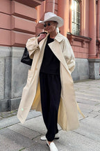 Wool Blend Belted Slim Fit Elegant Solid Overcoat image 5