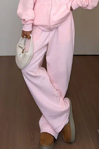 Retro Pink Relaxed Wide Leg Casual Pants image 2
