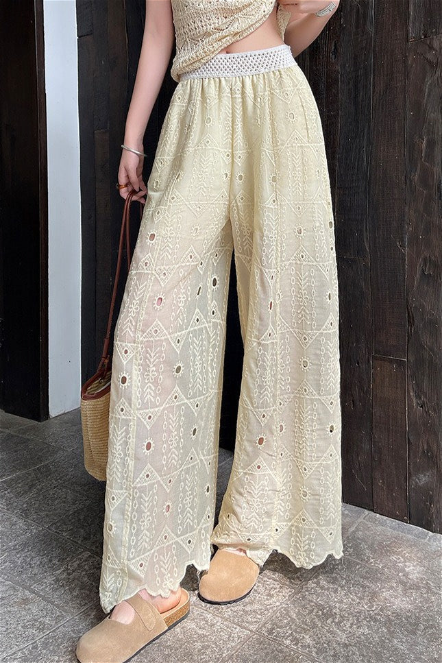 Hollow Out Lace Wide Leg Summer Pants image 2