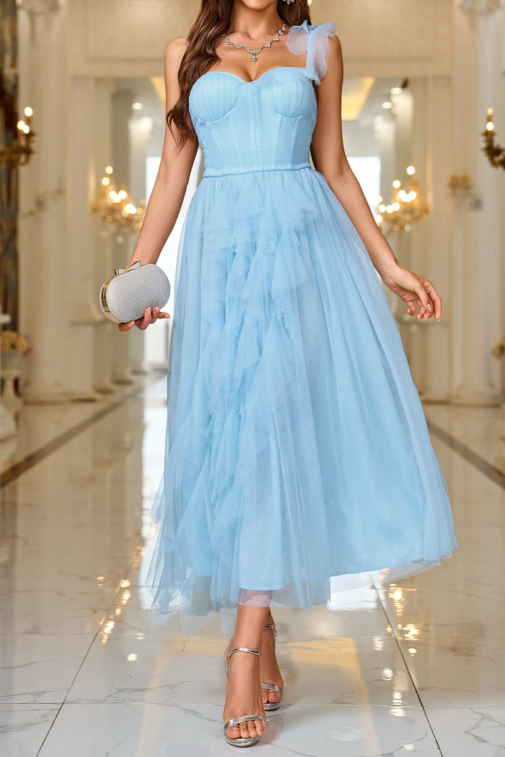 Layered Sheer Panel Sleeveless Cocktail Dress image 4