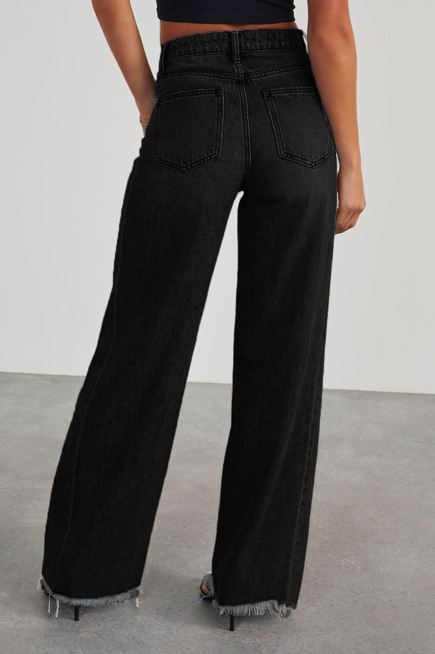 Solid Minimalist Washed Wide Leg Jeans image 11
