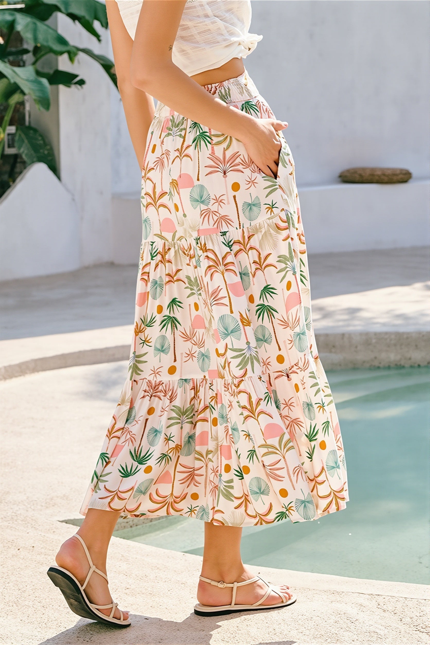 Vacation Printed Pocket Midi Skirt image 3
