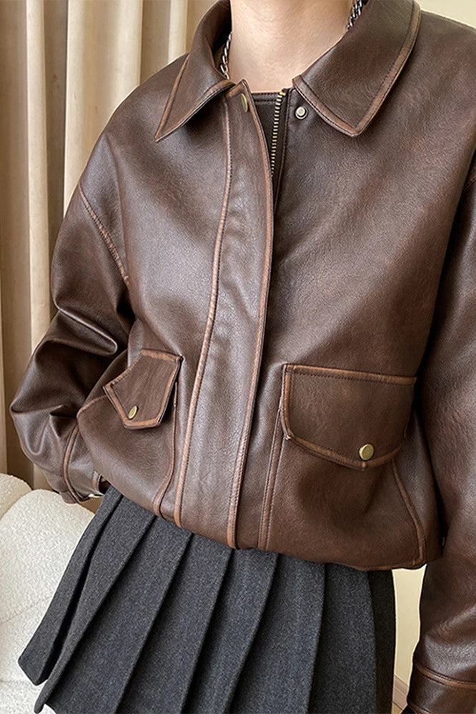 Vintage Modern Oversized Leather Coat image 3