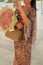 Hollow Out Leopard Flare Slit Maxi Dress image 5