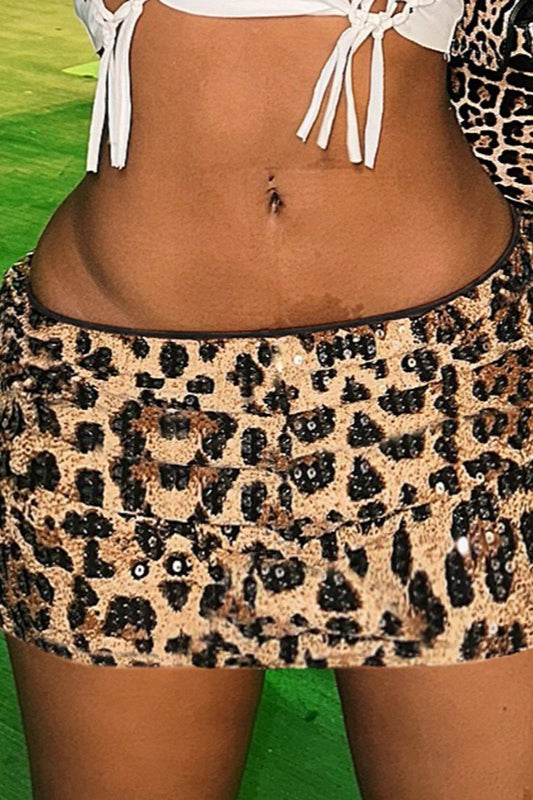 Sequin Leopard Low Rise Skirt image 3