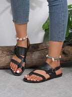 Lucia Buckle Sandals detail view styled for Avrienne