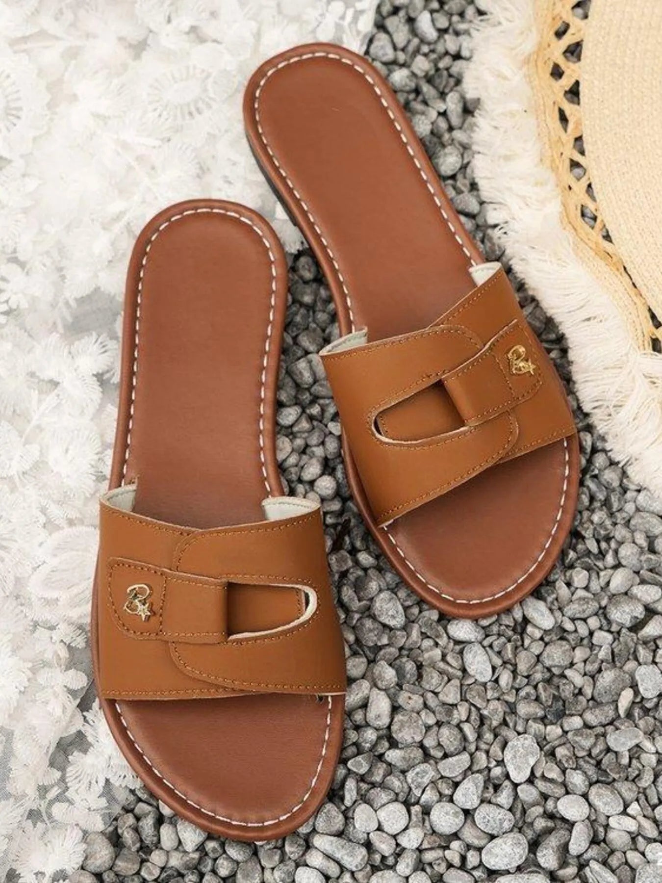 Margaux Flat Sandals detail view styled for Avrienne