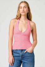 Sexy Polka Dot Plaid Slim Halter Top image 5