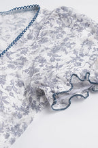 Lace Floral Mesh Fake Two Piece Blouse image 5