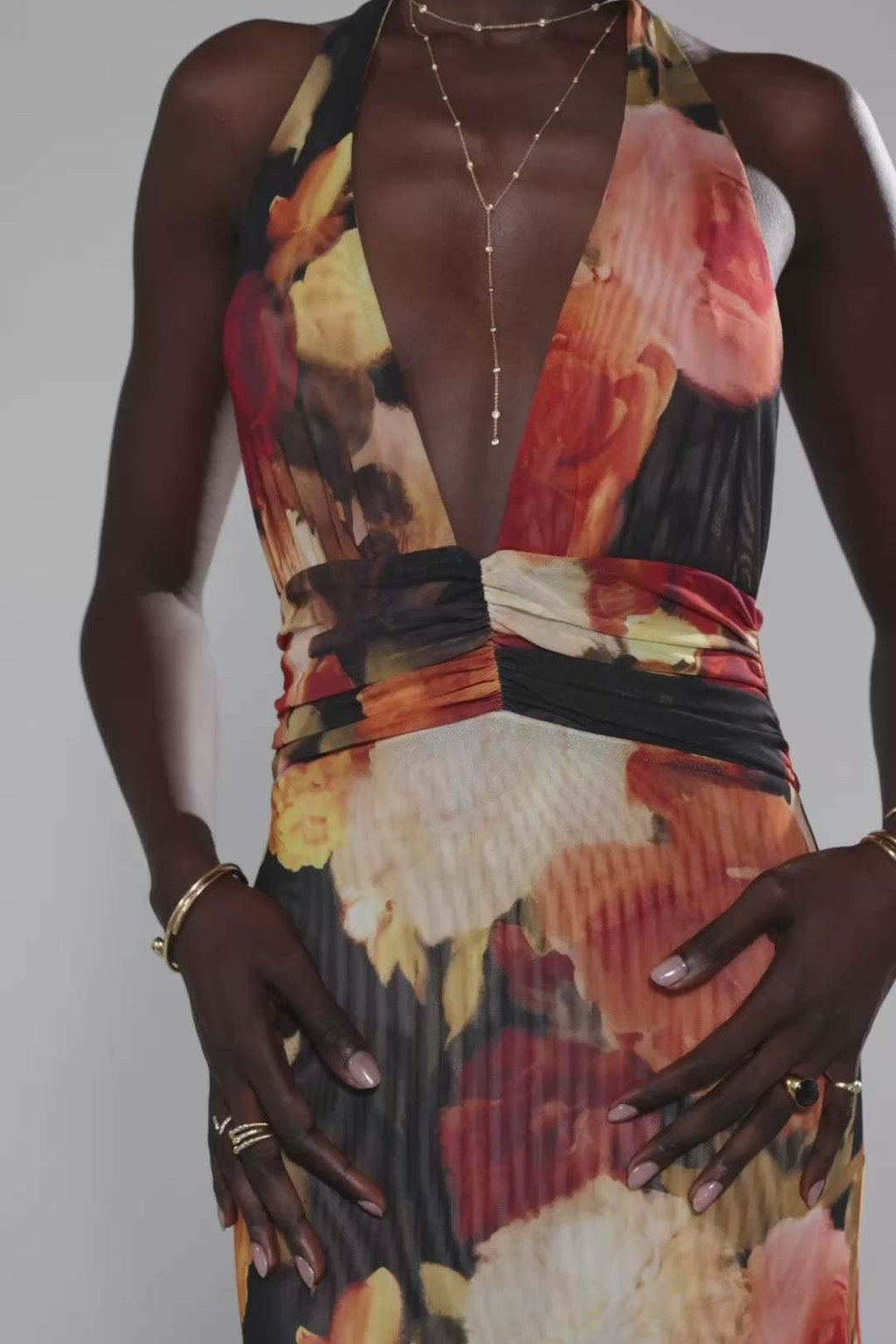Halter Backless Printed Slim Maxi Dress image 11