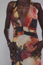 Halter Backless Printed Slim Maxi Dress image 11