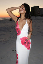 Floral Backless Slim Fit Bodycon Maxi Dress image 4