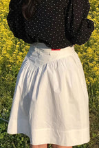 High Waist Pleated Waistband Solid Tulip Vintage Youthful Mini Skirt image 5