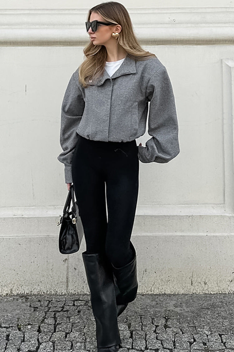 Trendy Grey Wool Short Coat image 6