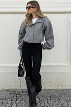 Trendy Grey Wool Short Coat image 6