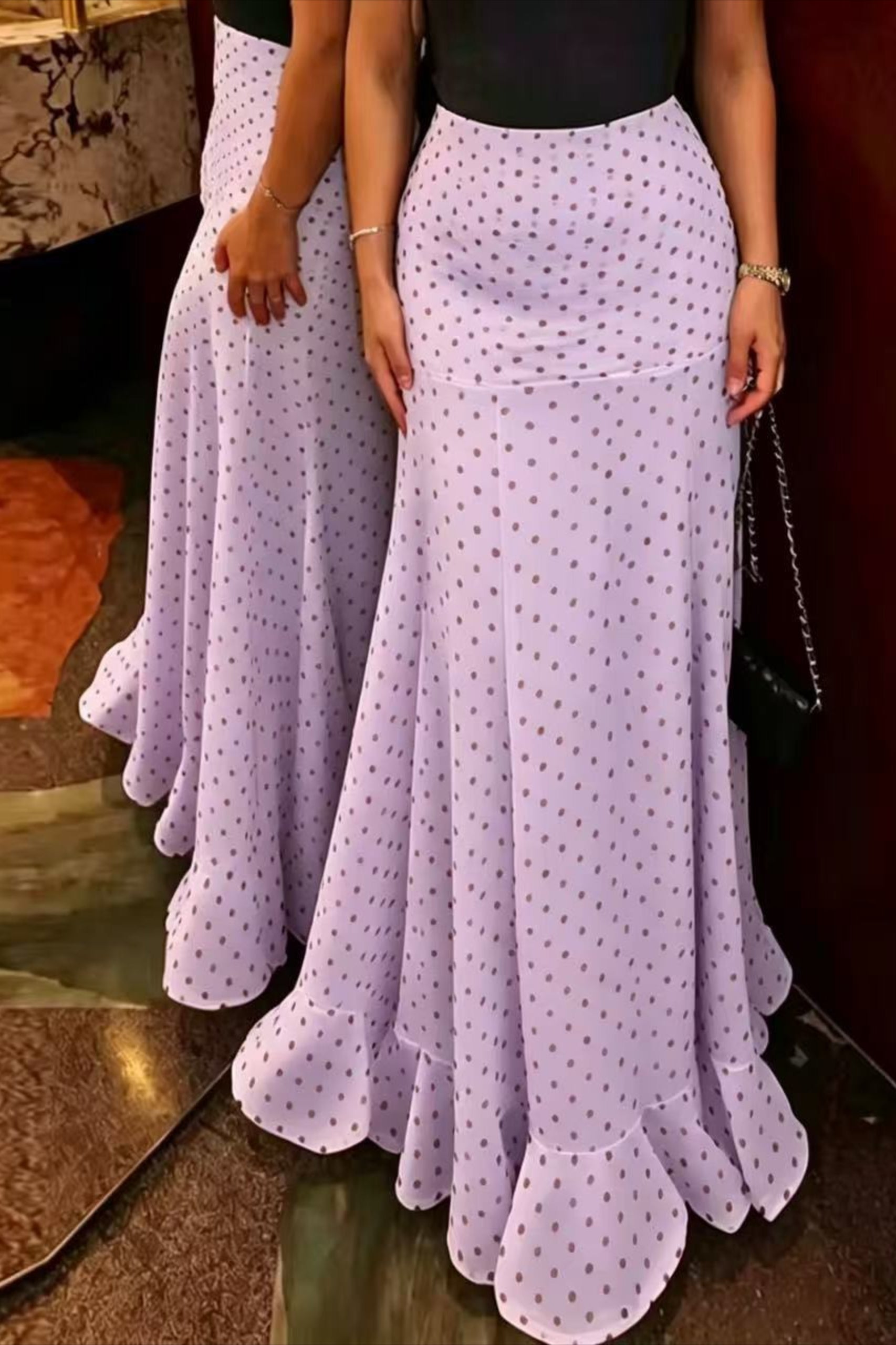High Waist Polka Dot Hip Long Skirt image 6
