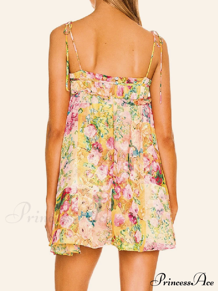 Printed Strap Tie-Up Slip Mini Dress image 3
