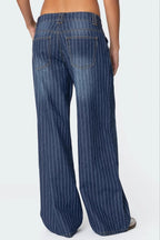 Striped Low Rise Wide Leg Jeans image 4