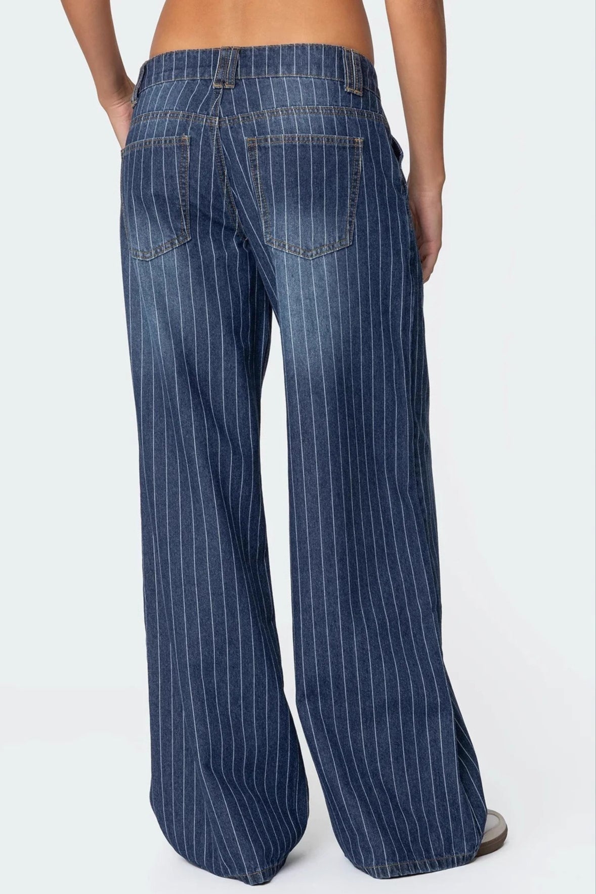 Striped Low Rise Wide Leg Jeans image 4