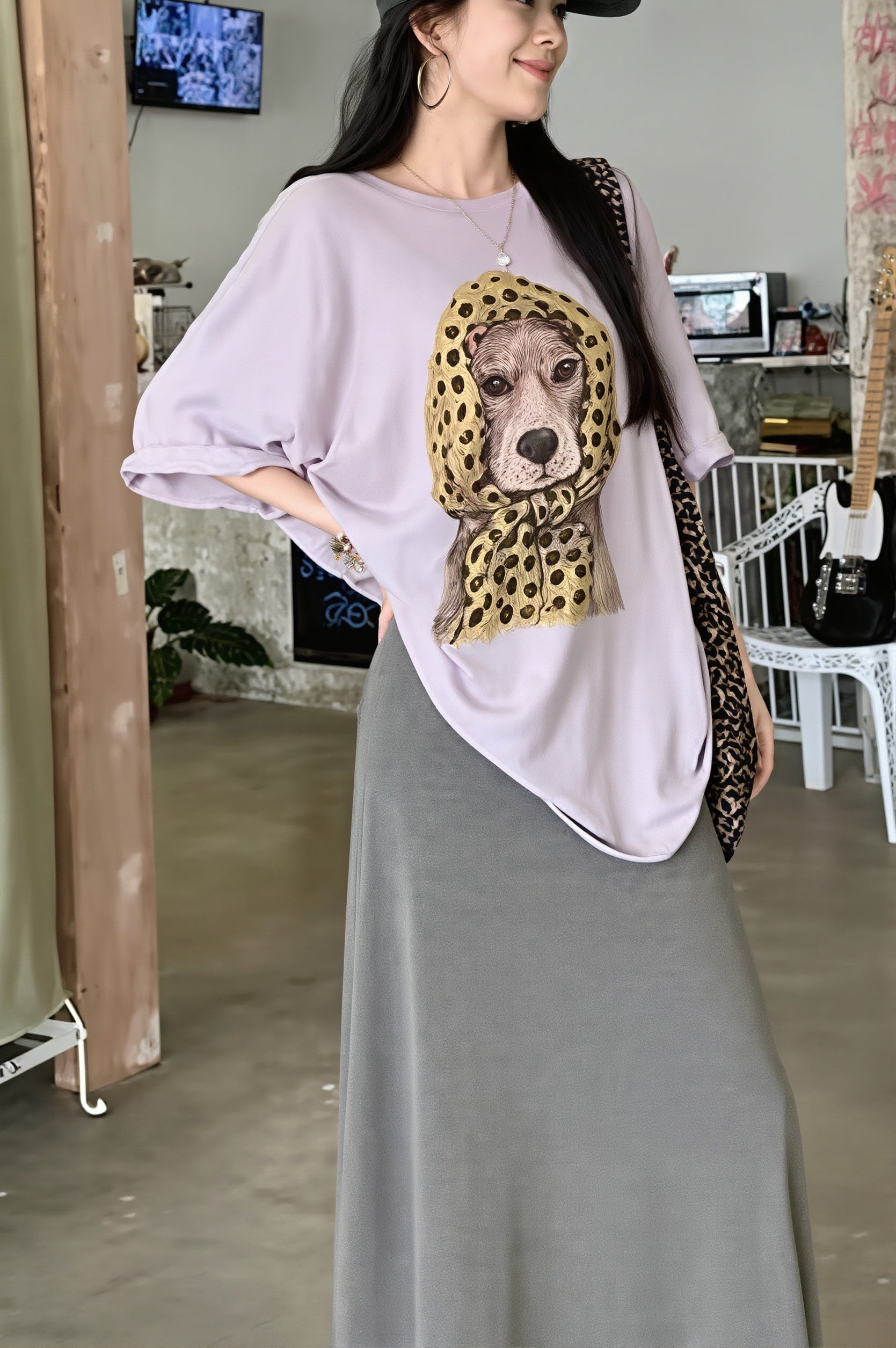 Puppy Print Loose Casual T‑shirt image 4