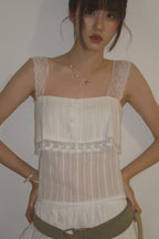 Sheer Square Neck Slim Crop Tank Top image 4