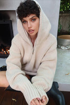 Vintage Asymmetrical Zipper Solid Loose Comfort Sweater image 5