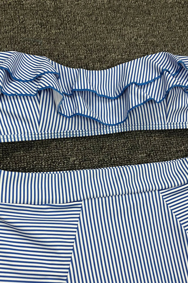 Striped Ruffle Bikini Set image 4