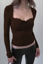 Lace Trimmed Slim Fit Bodysuit Knit Top image 11
