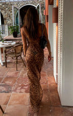 Sexy Sheer Cowl Neck Leopard Cami Maxi Dress image 7