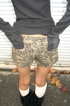 Vintage Y2K Cross Tie Low Waist Denim Shorts image 2