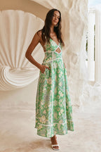 Fresh Floral Lace Spliced Long Boho Dress image 2
